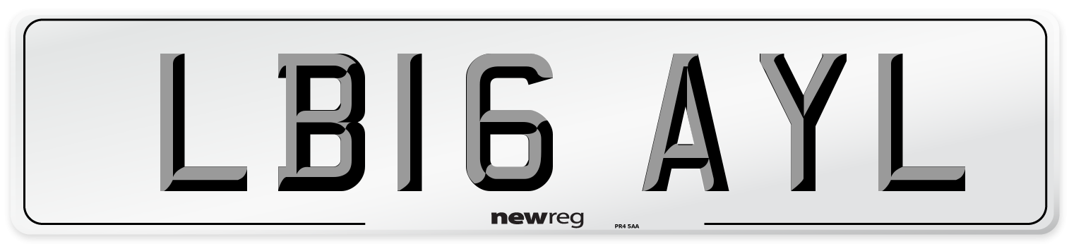 LB16 AYL Number Plate from New Reg